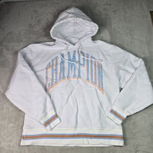 Champion Reverse Weave Men's Lg Hoodie Pullover Arch Spell-Out Logo White